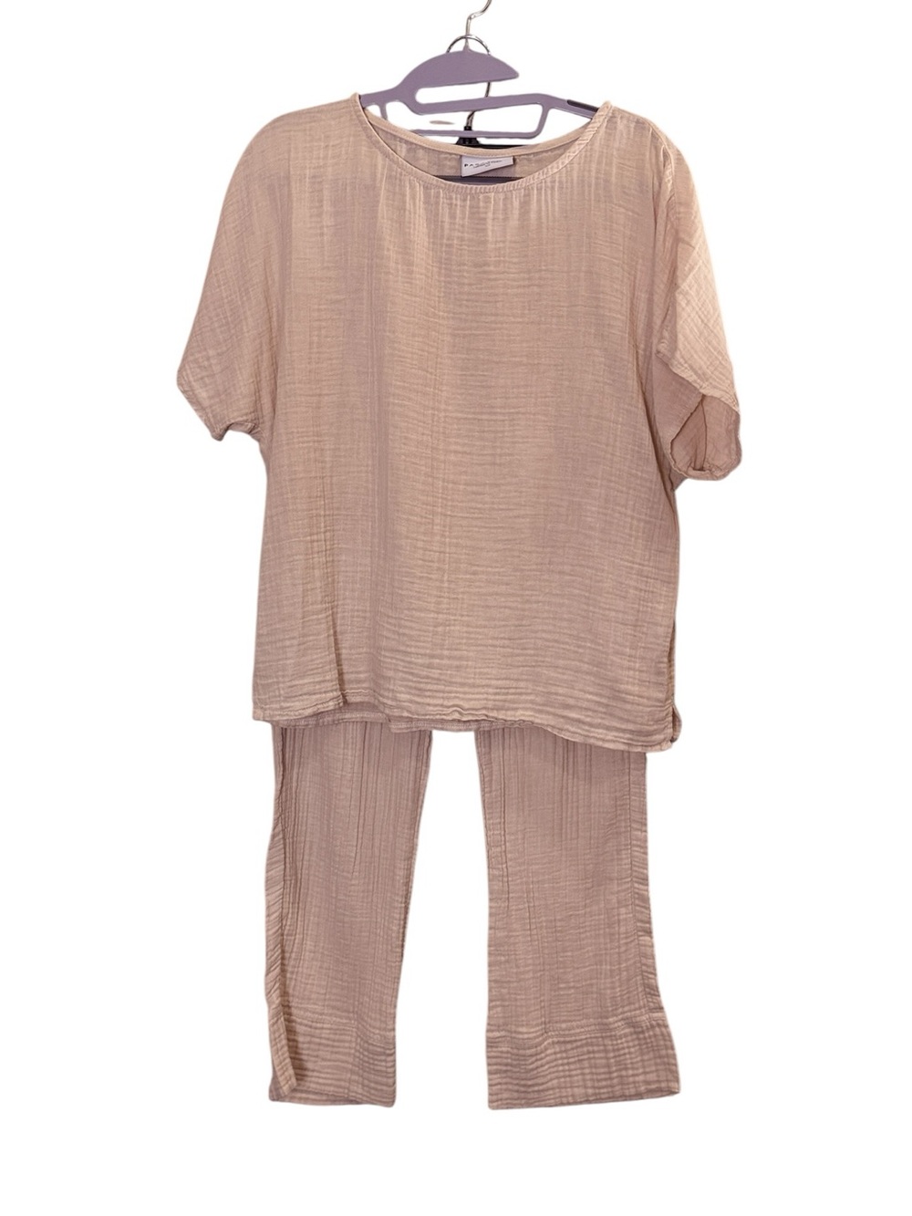 Parachute Women’s Light Beige Organic Cotton Gauze Lounge Sleep Casual Set sz S